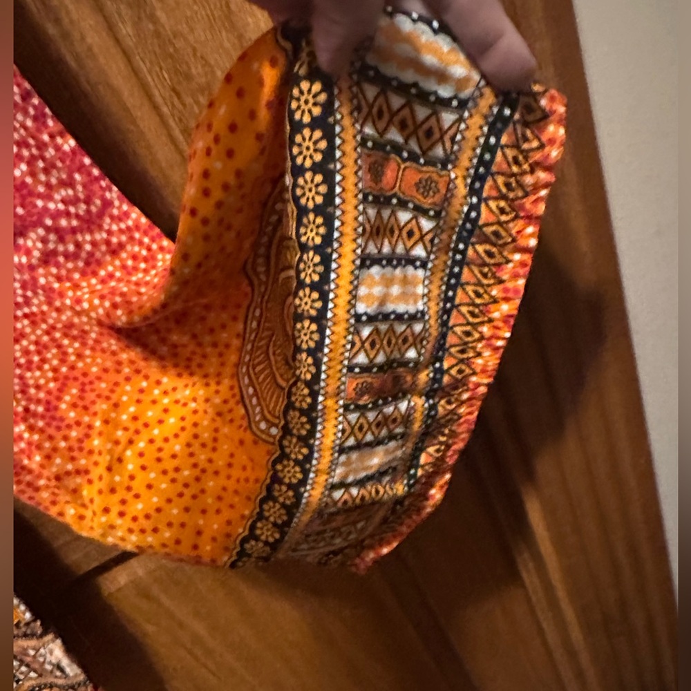 Bohemian Orange and Pink Wide Leg Pants - Picture 2 of 5